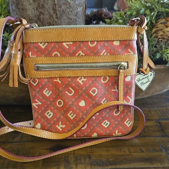 Dooney & Bourke Red and Tan Crossbody Bag - Picture 1 of 5